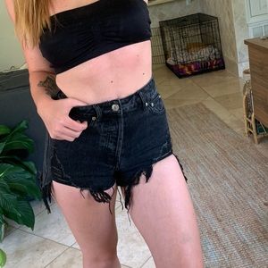 Adika High Waisted/Rise Distressed Denim Shorts